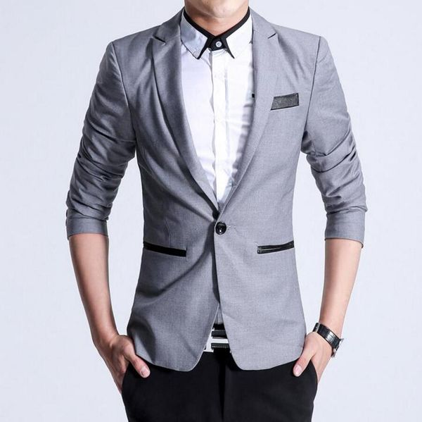 

new arrival autumn grey formal dress blazers men solid slim fit mens blazer casual social business suit jacket, White;black