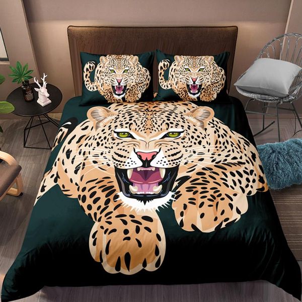 

3d leopard bedding set animal print duvet cover pillowcases single twin  king size beds covers bedclothes dropshipping