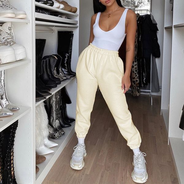 

fashion white joggers women high waist jogger trousers loose fit ladies beige jogger pants street wear beige trousers casual, Black;white