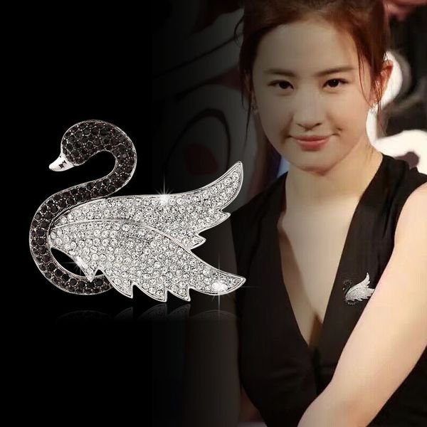

fully-jewelled set swan brooch liu yifei clothes & accessories lead needle accessories pin small ornaments, Gray