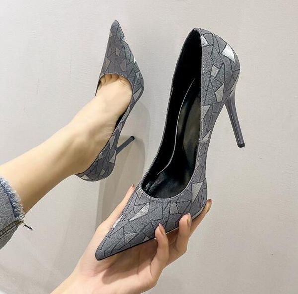 

luxury women print party wedding dress shoes lady pumps stiletto heel black shallow mouth pointed toe fashion high heels work shoes