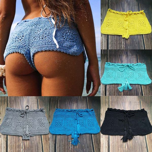 

2019 shorts women feminino ladies beach boxer shorts solid color feminine new bikini bottoms retro spodenki damskie, White;black