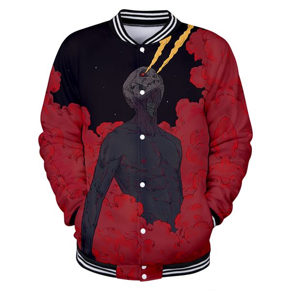 

men's jacket skull 3d popular comfortable baseball jacket streetwear stand collar baseball sweatshirt punk, Black;brown