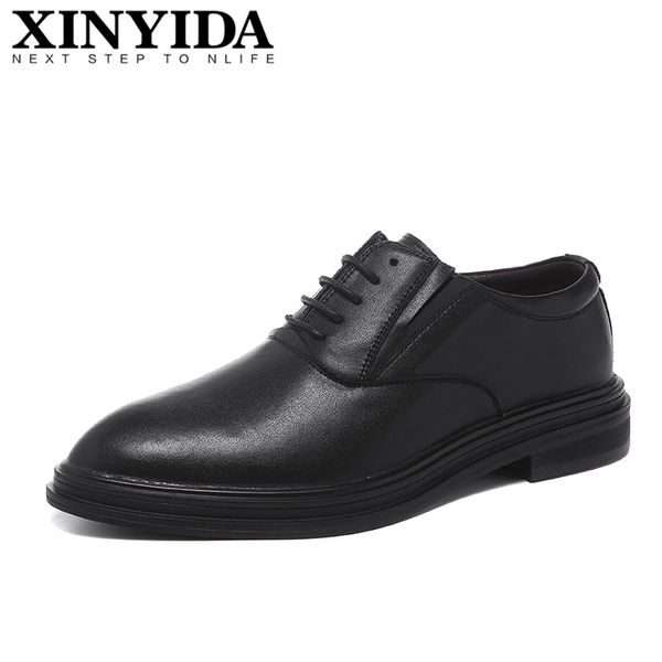 

new arrival pointed toe men leather shoes lace up breathable casual men shoes black fashion dress size 38-44