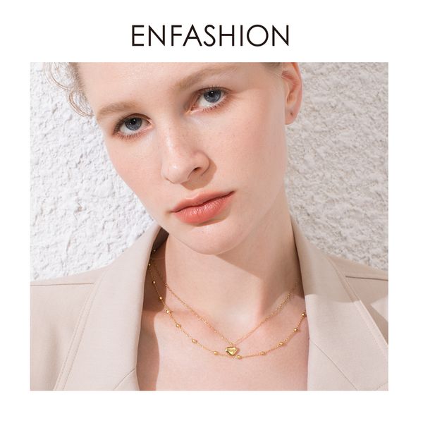 

enfashion boho heart choker necklace women statement stainless steel double chain cute holiday necklaces fashion jewelry p193026, Silver
