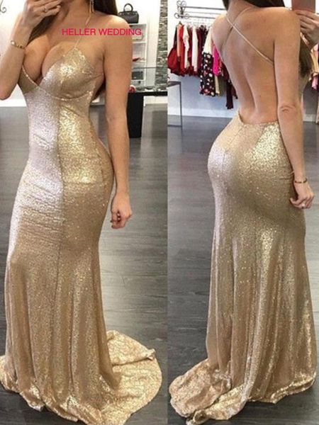

charming prom mermaid dress spaghetti straps backless sequin prom dress champagne long evening dresses, White;black