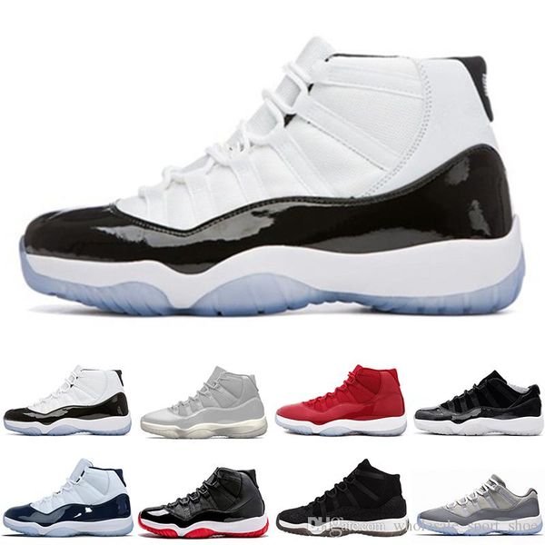 

2018 New Men basketball shoes Gym Red 11 university blue white Silver Legeng Blue Metallic Gold Velvet Heiress space jam 45 bred Sneaker