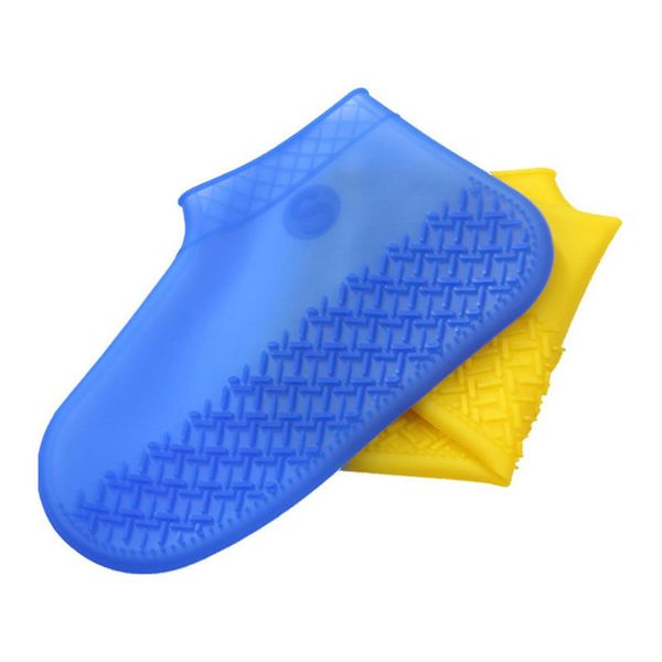 

1 pair waterproof silicone shoe covers reusable non-slip wear-resistant rain boots overshoes women men outdoor shoe accessories, White;pink