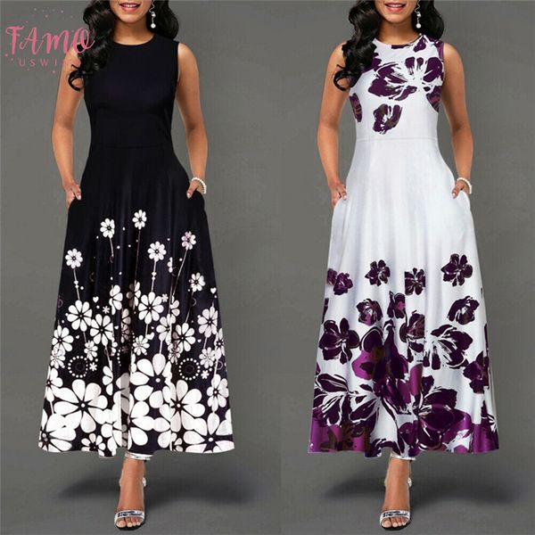 

белый без рукавов o образным вырезом цветочный принт женщины vestidos sexy bodycon dress лето 2020 boho maxi dresses кимоно рукав sexy offic, Black;gray