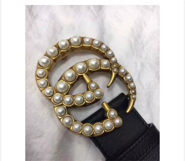 

sale classic style belt 3.8cm wide belt with pearl buckle as womens belts for gift ing, Black;brown