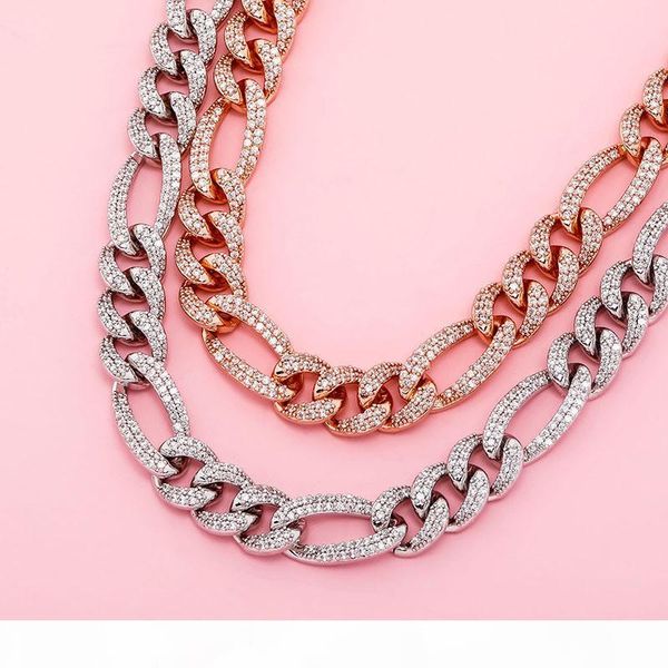 

women charming necklace jewelry 10mm gold plated full cz figaro choker chains necklace for party wedding gift, Silver