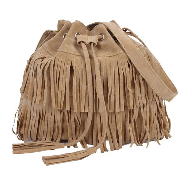 

women's messenger across bags large capacity messenger bags fringed bucket purse tassel faux suede shoulder bag
