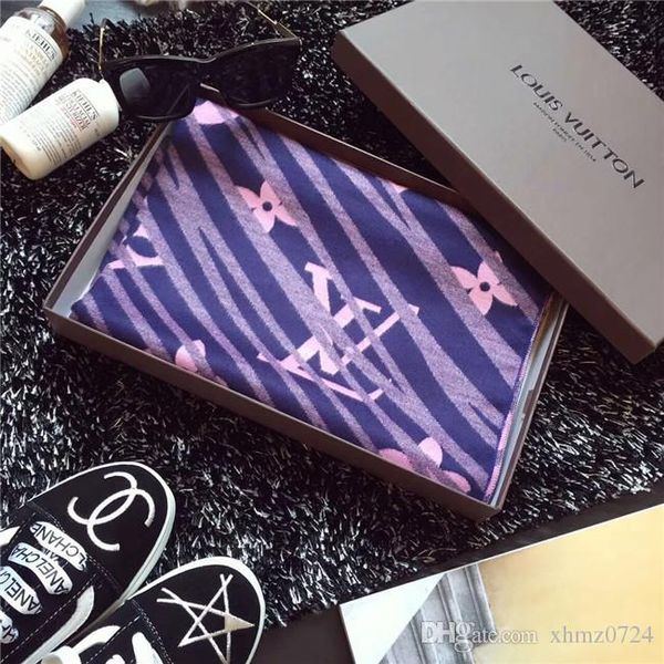 

2019 luxury high-quality autumn and winter letter pattern scarf for men and women 100% wool brand autumn and winter scarf size 180*70cm, Blue;gray