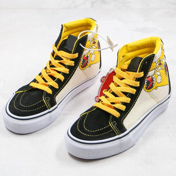 

men women casual shoes simpson skateboard shoes 2020 canvas sneakers cartoon graffiti print classic black yellow trainer outdoor sports shoe