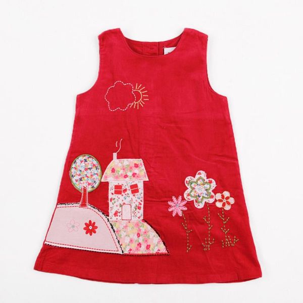 

summer girls denim costume casual sleeveless dresses cute character baby girl for 1-7 years kids clothing, Red;yellow
