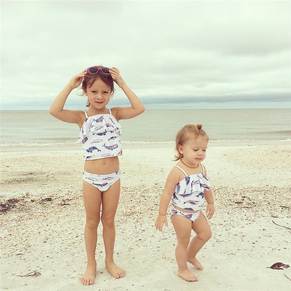 

baby girl clothes new baby girls kids bikini set sea world fish falbala bottoms swimsuit swimwear bathing suit vestidos