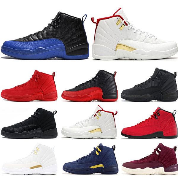 

mens 12s basketball shoes fiba game royal winterize gym red michigan bordeaux 12 the master flu game taxi sports sneaker trainers size 7-13