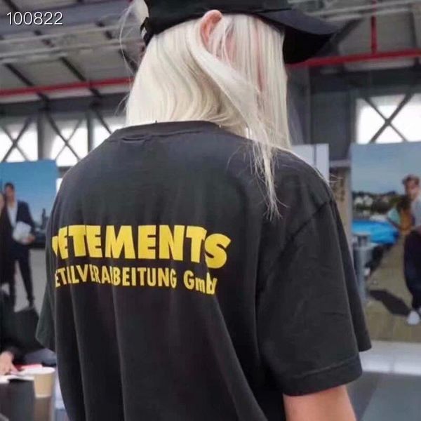 

роскошные дизайнерские футболки европа франция высокое качество vêtements назад желтые слова тенниска mens женщин одежда повседневный хлопок, White;black