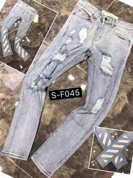 

новый дизайнер мужские джинсы тощий с тонкий эластичный деним мода велосипед роскошные джинсы мужские брюки рваные отверстие жан для мужчин, Gray