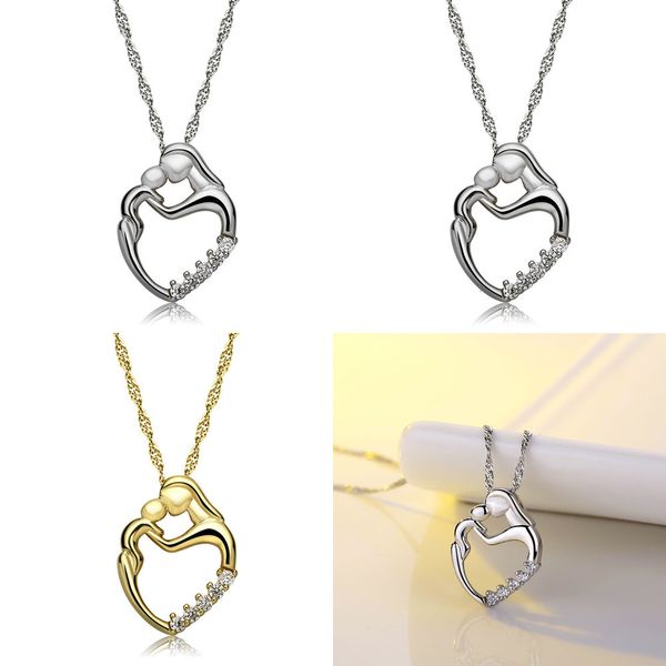 

heart mother and of stone pendeloque cut necklace micro insert necklace pendant jewelry floating for locket necklace chunky, Silver