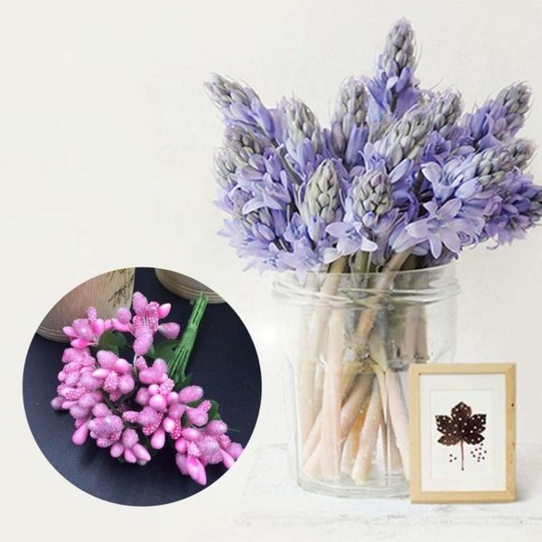 

artificial flowers simulation with leaf glass beads small berry flower handmade garland home decorations dropshipping#1