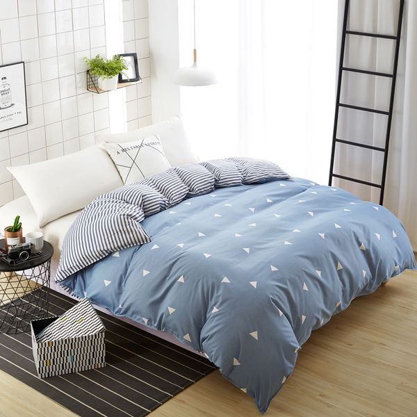 

plaid stripes skin care cotton quilt cover home textile 1 piece dark blue duvet cover for bedding 150x200cm/180x220cm/200x230cm