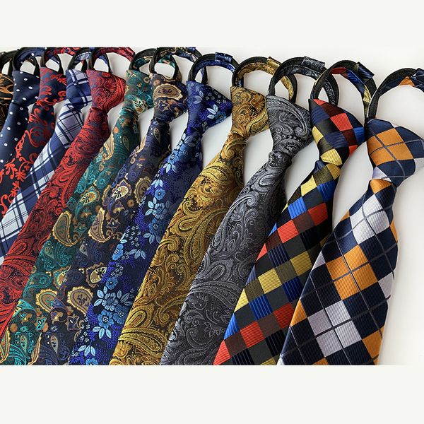 

8cm pre-tied neck ties for men adjustable zipper ties striped dots paisley men's bridegroom party dress wedding necktie, Black;blue