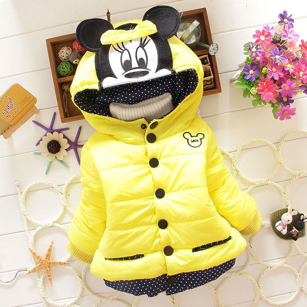 

children coat baby girls winter full sleeve coat kids warm jacket hooded outerwear cartoon thick jacket for girls, Blue;gray