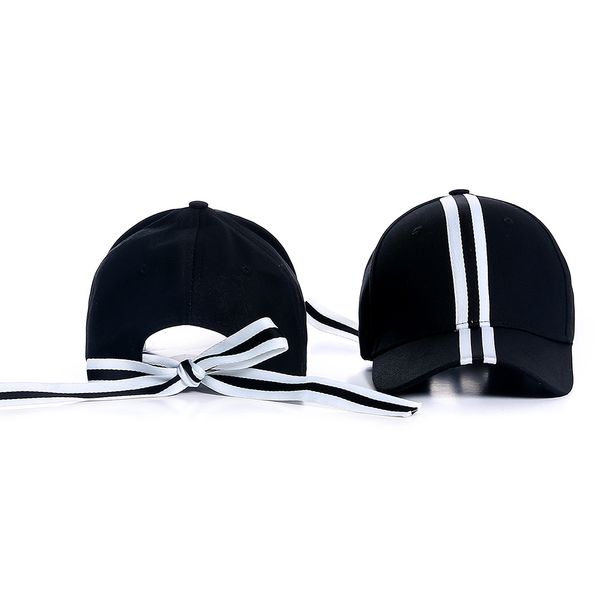 

striped bow baseball cap women black white hat for lady young girls, Blue;gray
