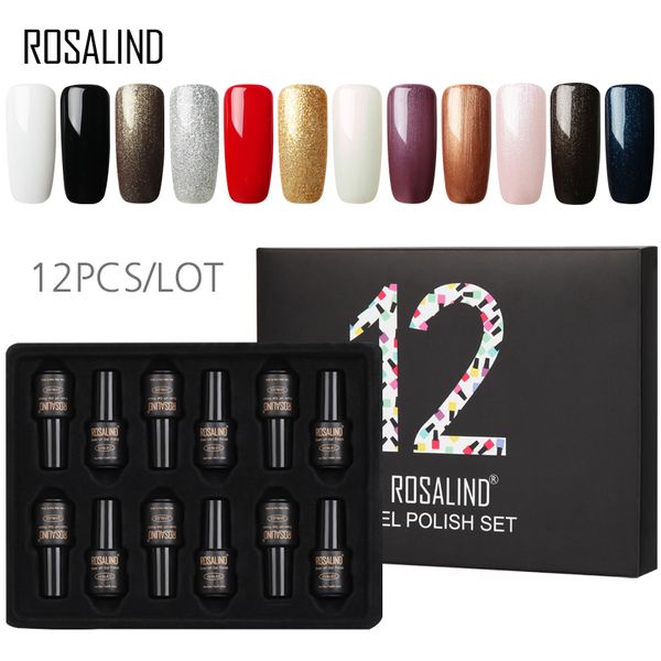 

12pcs/lot rosalind gel varnishes set 7ml long lasting pure color nail art manicure set need base coat nail gel polish, Red;pink
