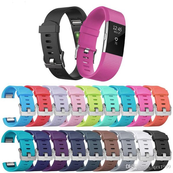 

silicone fitbit charge 2 band light waterproof replacement smart watchband wristband s/l size 18 colors