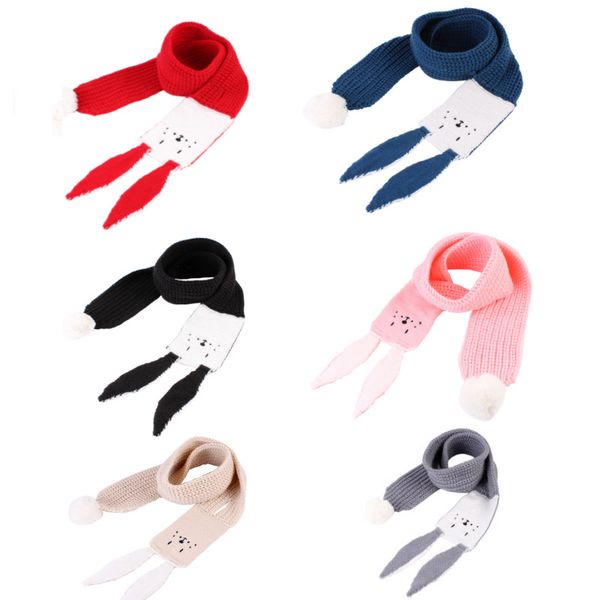 

xmas knitted rabbit ear scarf cartoon winter warm long scarves for kids boys girls children solid soft shawls wrap party festive an2839