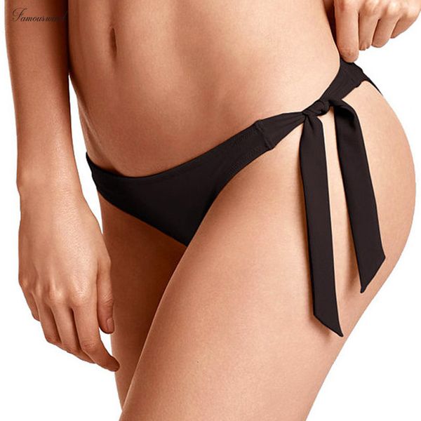 

cut women 2019 cheeky bikini bottom adjustable side ties brazilian thong swimsuit classic swimwear bottoms biquini swim, White;black