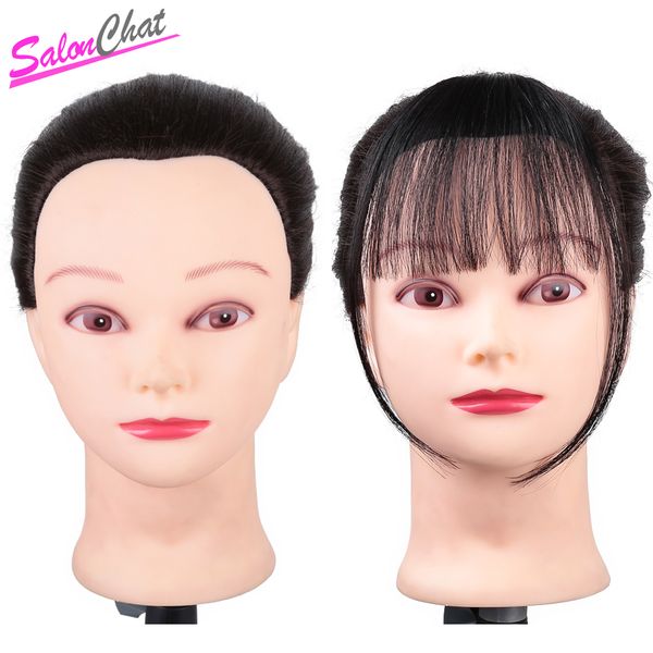 

salonchat clip in bangs human hair 3d air bangs for women brazilian hair pieces invisible seamless remy replacement, Black;brown