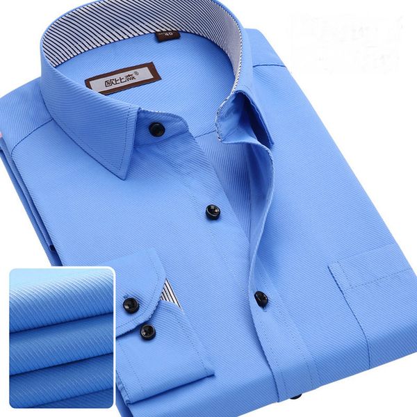 

solid color men's long sleeve shirts spring autumn new fashion male casual business formal shirts dresses slim blouse ws17, White;black