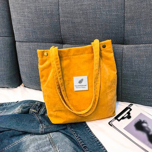 

2019 women corduroy shoulder bags environmental shopping bag female casual tote package large capacity ladies handbag#t2
