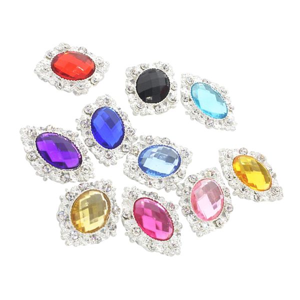 

10 pieces oval shape acrylic crystal flatback crafts buttons scrapbooking embellishment 30mm
