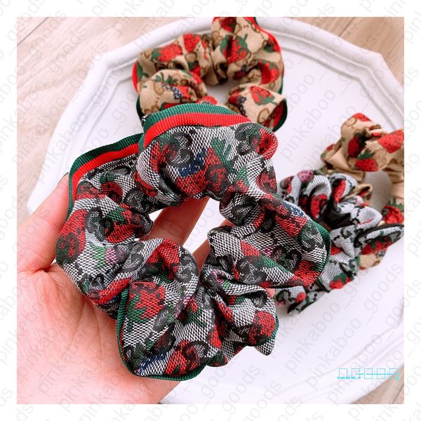 

женщины резинка для волос группа роскошный клубничный принт волос кольцо эластичный хвост держатель дамы девушки толстая кишка hairbands акс, Slivery;white