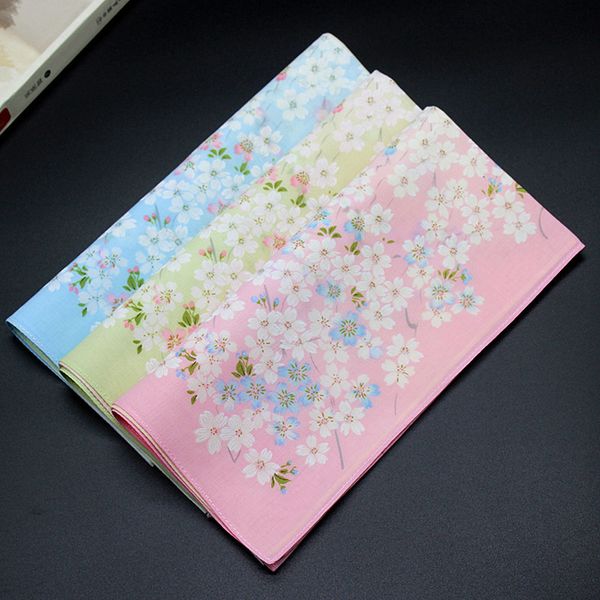 

43cm * 43cm 60s japanese handkerchief ladies printed cherry blossom handkerchief small square, White