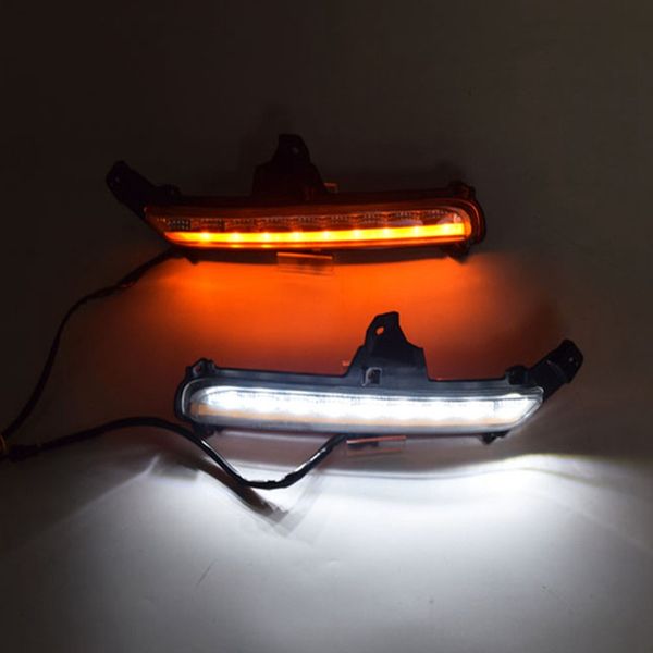 

led drl daytime running light fog lamp 12v car running lights for kia rio k2 2015 2016(white and yellow