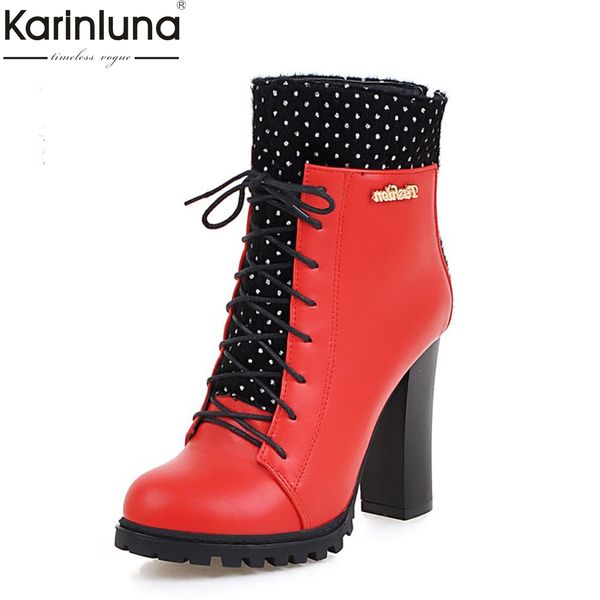 

women's big size 43 ankle boots shoes women high heels platform shoelaces elegant party shoes woman boots 2019, Black