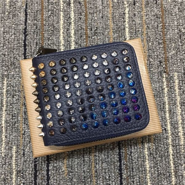 

in the fashion leather zipper square rivet wallet change multi-function card set bills trend avant-garde generous casual men and women alike, Red;black