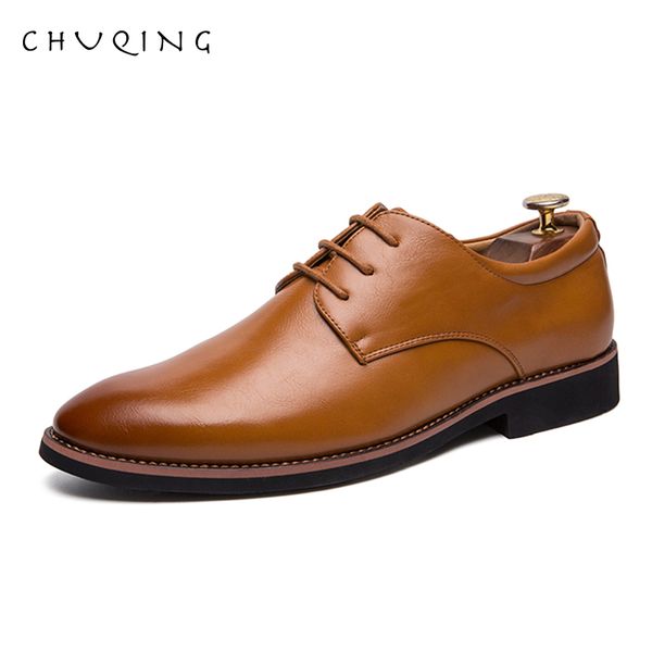 

chuqing mens dress slides zapatos fashion leather bright business de hombre shoes, Black