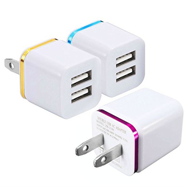 

metal dual usb wall us plug 2.1a ac power adapter wall charger plug 2 ports for iphone, samsung tablet