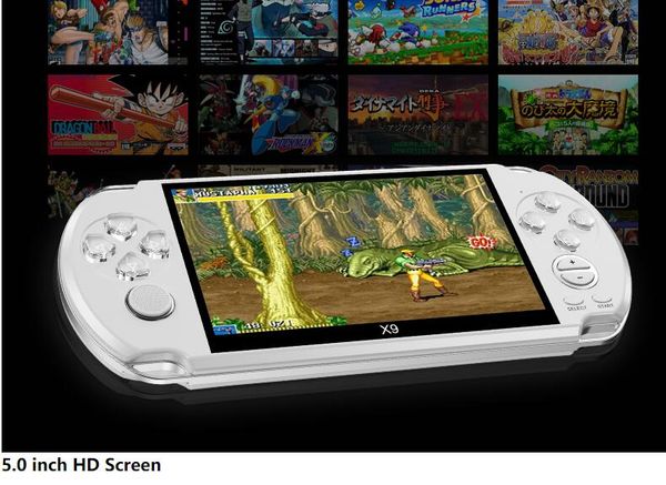 

brand new x9 game console 5.0 inch large screen handheld game player support tv out put with mp3/movie camera multimedia video game console