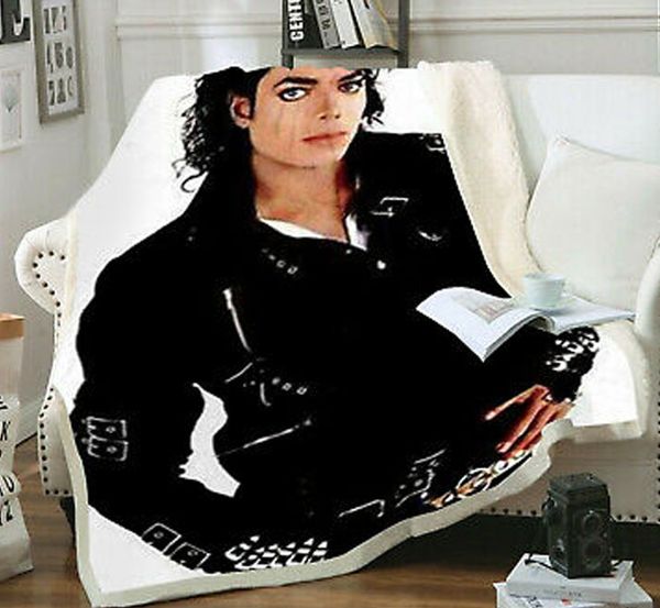 

michael jackson 3d printed fleece blanket for beds hiking picnic thick quilt fashionable bedspread sherpa throw blanket style-10