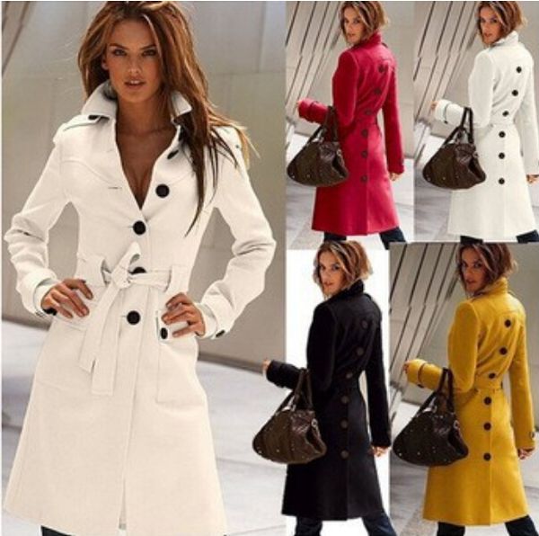 

new fashion women winter woolen cloth coat long sleeve pure color open fork coat women's clothing g1514, Black