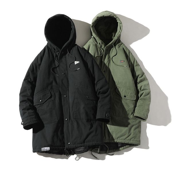 

2019 retro long tooling cotton suit men's winter new thick warm coat jacket, Black