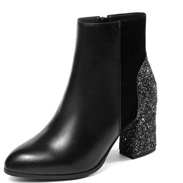 

lovexss woman autumn winter zipper ankle boots fashion plus size 33 45 boots black silvery high heeled shoes 2018