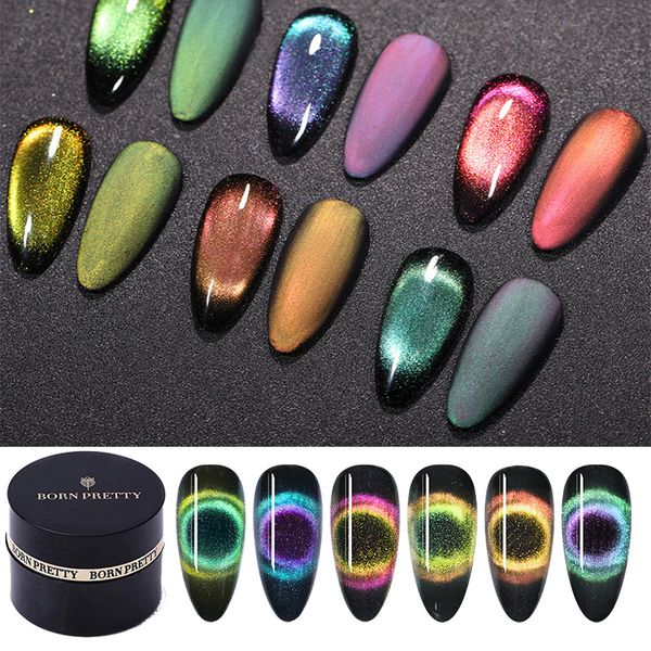 

born pretty 9d cat eye gel nail polish chameleon magnetic effect soak off uv gel nail polish shining star-sky lacquer, Red;pink